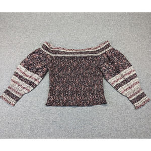 Veronica Beard Rosalinda Off-the-Shoulder Smocked Crop Top Blouse Size XS